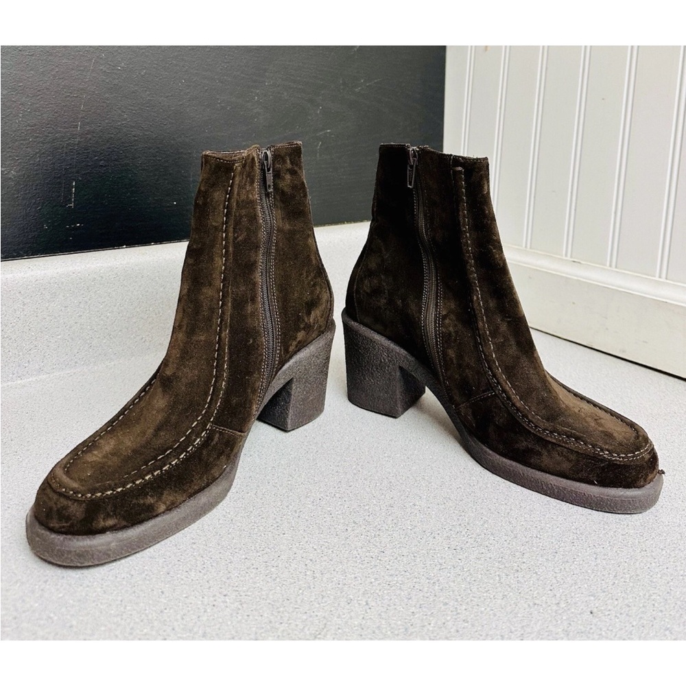 Calvin Klein Dark Brown Suede Heeled Boots
